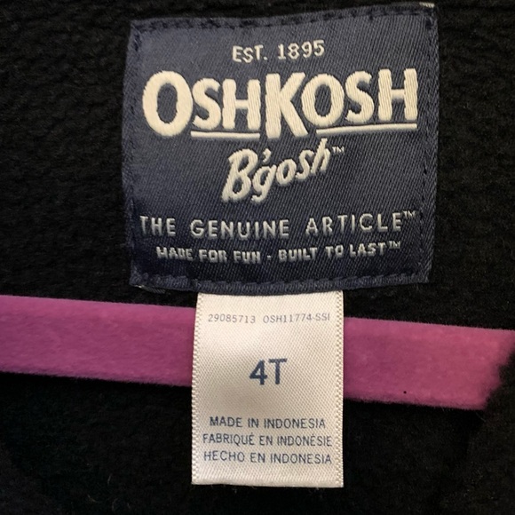 TODDLER BOYS' OSHKOSH BLACK AND TEAL ZIP FRONT PULLOVER FLEECE SWEATER SIZE 4T - Picture 5 of 5